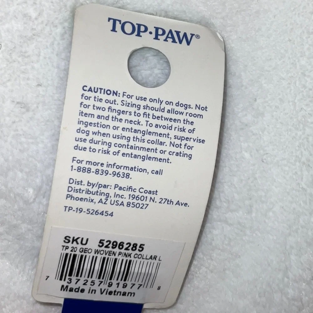 New Top Paw dog collar. Size Large 18”-26”